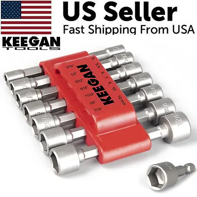 14 PCS Power Nut Driver Bit Set Quick Change MM & SAE Impact 1/4  Hex Shank USA • $8.99