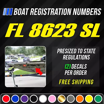 Boat Registration Hull Numbers Vinyl Decal Sticker Set Of 2 | Tracker Style 772 • $18.99