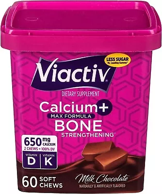 Viactiv Calcium + Vitamin D Supplement Soft Chews Milk Chocolate 60 Ct • $14.44