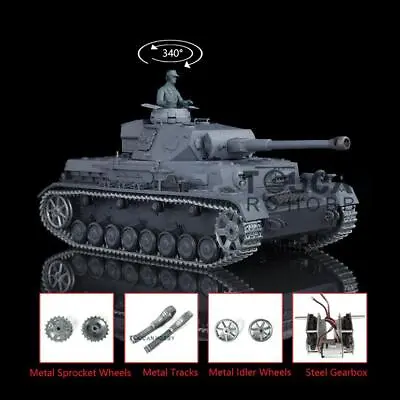 Used Henglong 1/16 TK7.0 Upgraded Panzer IV F2 RTR RC Tank 3859 Metal Tracks • $164.70