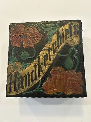 Burnt Wood Handkerchief Box.  Victorian • $12