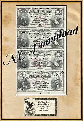 Photoshop Designed 1865 $10 & $20 WestRiver National Bank Jamaica Vermont #1564 • $23.95