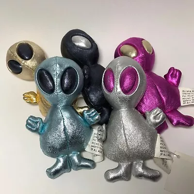 Vintage 90s 5” LOT OF 5 ALIEN NWT Plush Beanie Oriental Trading Metallic Toy UFO • $100