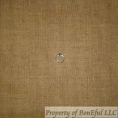 BonEFul FQ Cotton Quilt Yellow Gold Brown Linen Burlap Tweed Ethnic Woven Print • $5.25