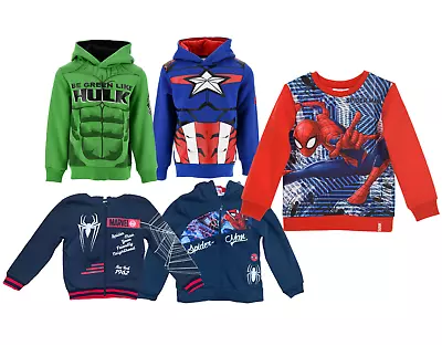 Kids Boys Marvel Avengers Spider-Man Captain America Hoodies Sweatshirt Age 2-10 • £15.99