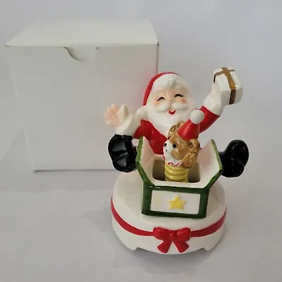 Vintage NORCREST CHRISTMAS MUSIC BOX Santa W/ Teddy Bear Jack In The Box MUSICAL • $37.99