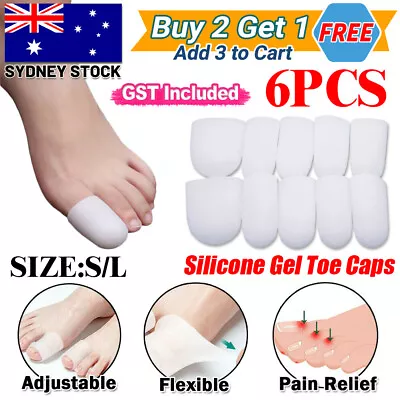 $4.95 • Buy Silicone Toe Sleeve Gel Cap Cover Protector Separator Finger Tube Cushion Corns