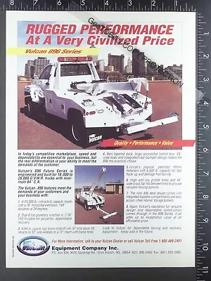 1996 ADVERTISEMENT For Vulcan V 896 Tow Truck Wrecker Recovery • $14.50