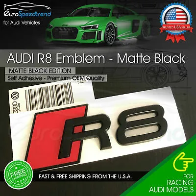 Audi R8 Matte Black Emblem 3D Badge Rear Trunk Lid For Audi S Line Logo OEM • $21.99