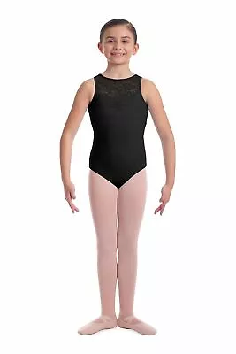 £11.50 • Buy Mirella By Bloch SALE Girls High Neck Lace Back Tank Dance Leotard M476C Black