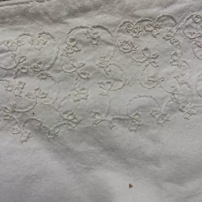 PIER 1 Imports White Natural Embroidered Table Runner  14x82 Mantle Scarf Buffet • $12.98