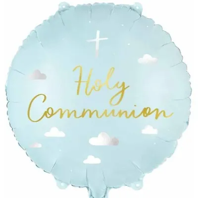 HOLY COMMUNION FOIL BALLOON - BLUE  PARTY DECORATION - CROSS  Boy 1st FIRST • £3.19