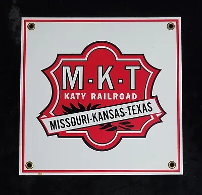 Vintage MKT 8  Square Porcelain Sign ☆ Missouri–Kansas–Texas  The Katy  Railroad • $29.95