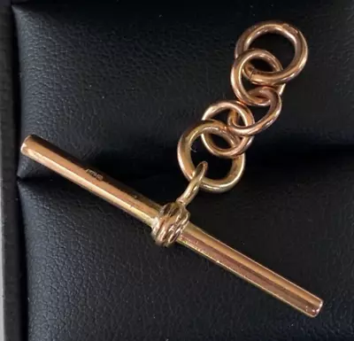 SUPERB ANTIQUE 9CT Rose Gold T Bar For Albert Pocket Watch Chain • £159