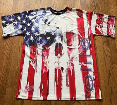 Elite Sports Mma Usa Flag Skull Logo Jersey Mens Shirt XL Polyester T1#1418 • $40.99