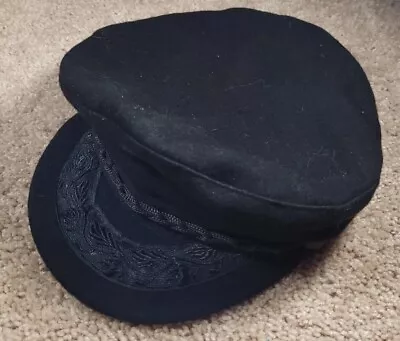 Vintage! KARFIL HATS-Black Wool Mens Greek Fisherman Captain's Hat-(6) S/M • $14.95