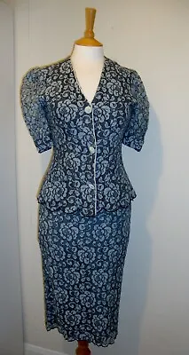 £29.95 • Buy Original Vintage Simon Ellis Lace Jacket + Skirt Suit