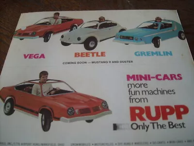 1974 RUPP Kids Mini Cars Toy Brochure Go Kart AMC GREMLIN VW Beetle Snowmobile • $13.11