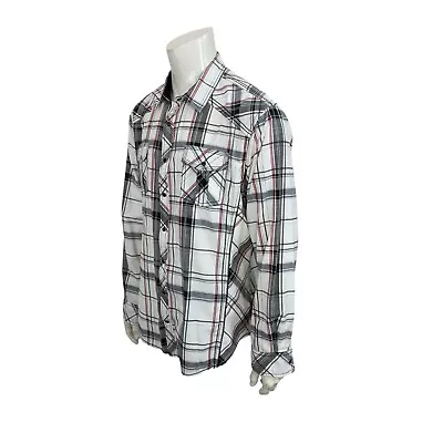 BKE Plaid Pearl Snaps Athletic Fit Western Shirt Rodeo Cowboy Mens XL • $19.95