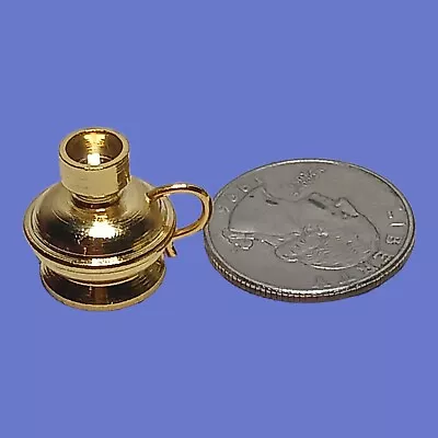 Dollhouse Chamber Candlestick Holder Brass Miniature 1:12 Scale Vtg • $10.99