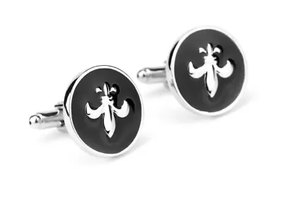 £3.75 • Buy Fleur De Lis Black & Silver  Novelty Cufflinks. Brand New...nice Men Womens Gift