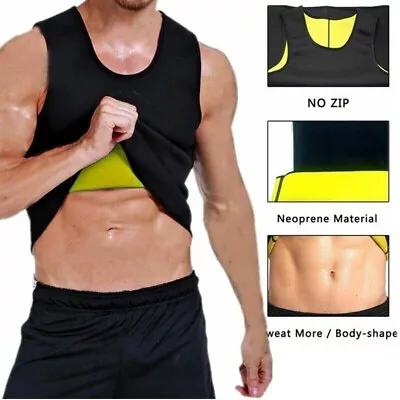 Men Gym Neoprene Body Shaper Slimming Vest Sweat Compression Tank Top Shirt UK • £6.89