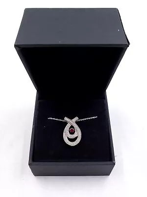 IOB 925 Silver Chain Necklace Teardrop Pendant W/ Pink Sapphire Pink Topaz • $12.99
