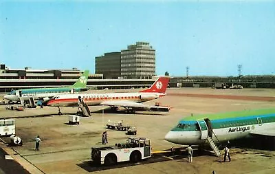 Vintage 1970s/80s Manchester Airport Postcard Aer Lingus Aviogenex MD3 • £3.75