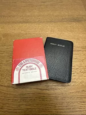 Eyre & Spottiswoode Holy Bible King James Version Black Leatherette Ruby Text • £78.85