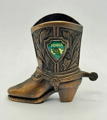 Vintage WESTERN 1950’s Mini IOWA  Souvenir Western Cowboy Boot Copper Bronze • $14.99