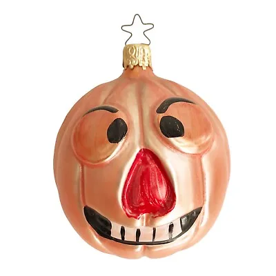 Vintage Halloween Jack O Lantern Pumpkin Glass Ornament W. Germany 1980s 90s • $18