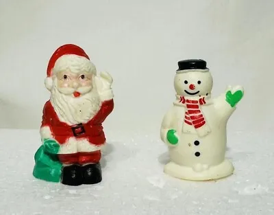 1980s Vintage Christmas Cake Toppers - Santa & Snowman • £6