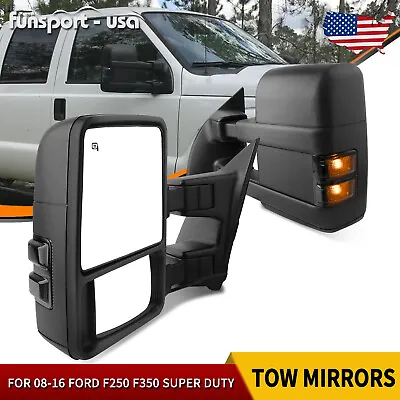 Left & Right Tow Mirrors For 2008-2016 Ford F250 - F550 Super Duty Smoke Signal • $117.89