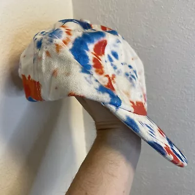 Tie-Dye Adjustable Baseball Patriotic Flag Hat Cap White/Blue America • $11.02