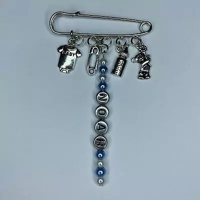 Blue/White - MINI - Safety Pin Pram / Bag / Crib / Car Seat Charm • £6.24