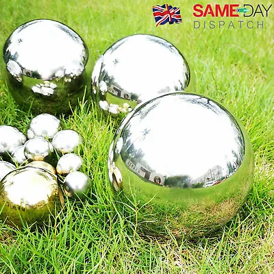 6x Stainless Steel Gazing Balls Silver Mirror Spheres Garden Party Outdoor Decor • £12.99