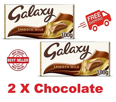 2 X 100g Galaxy Smooth Milk Chocolate Bar Movie Night Snacks Sharing Bar Gift Pa • £3.49