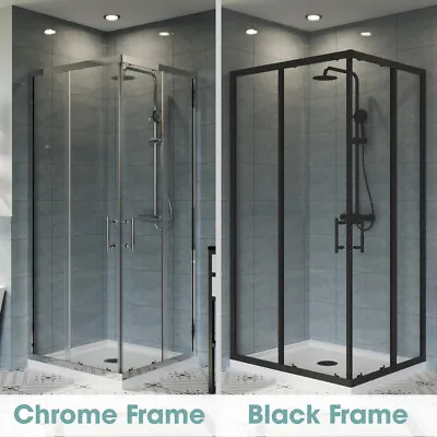 Corner Entry Shower Enclosure Walk In Cubicle Sliding Door 6mm Glass Screen • £199.97