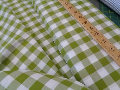 Gingham Fabric 100% Cotton Yarn Dyed 17mm Check Oeko Tex Pistachio Green Metre • £9.99