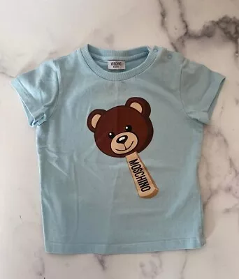 Moschino Baby Kids Toddler Boys Blue Teddy Shirt Size 2t Auth • $48