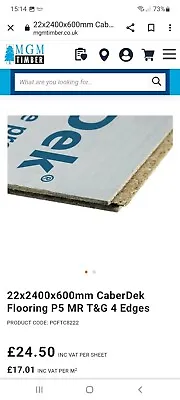 Caberdek 22mm Chipboard Flooring .Tongue & Grove. 2400mm X  600mm. P5. • £984
