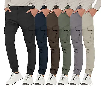 Men's Work Cargo Pants Stretch Waterproof Combat Hiking Casual Joggers Trousers • $25.64