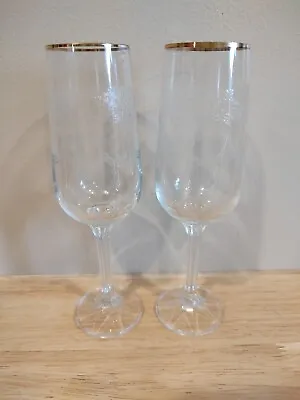 $12 • Buy Elegant, Vintage Cascade Champagne Flutes With Gold Trim Set Of 2  - 7.5  Tall