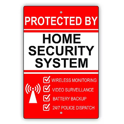 Caution Protected By Home Security System Home Safety Alert Aluminum Metal Sign • $11.49