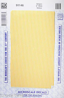 Microscale Decal #91146 Stripes - 6 Inch Width - Yellow (1:87th Scale) • $6.75