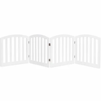 £59.99 • Buy 4-Panel Wooden Dog Gate Freestanding Pet Fence Baby Folding Safety Barrier