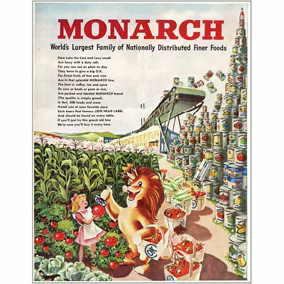 1948 Monarch Foods: Luke The Lion Vintage Print Ad • $8.50