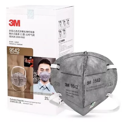 25x 3M 9542 KN95 P2 N95 Activated Carbon Particulate Respirator Face Mask 25PCS • $74.99