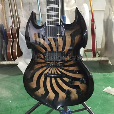Zakk Wylde Barbarian Buzzsaw Black Burl Maple Electric Guitar HH Pickup 6-String • $234
