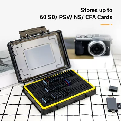60 Slots PSV CF Type A NS SD Memory Card Case Box Storage Holder + Label Sticker • £19.99